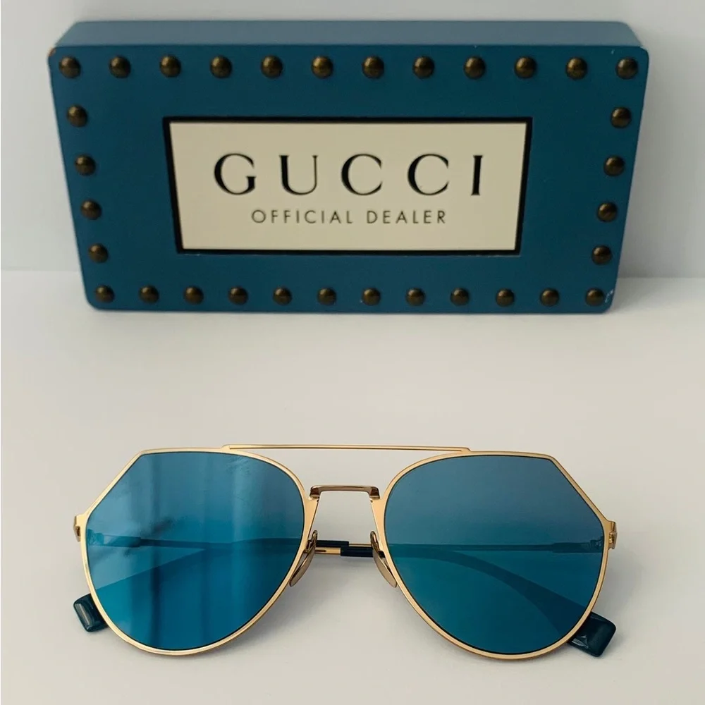 💯 - New Authentic Fendi Eyeline Blue Metal Sunglasses FF 0194/S 000552A